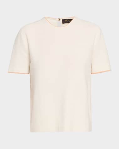 Loro Piana Cannareggio Short-Sleeve Silk-Cotton Sweater
