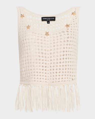 Generation Love Ginger Embellished Crochet Fringe Tank Top