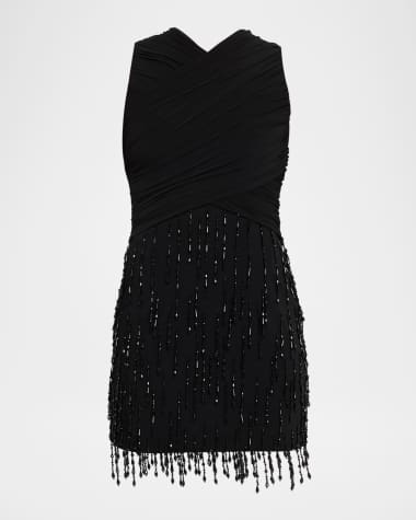 Alberta Ferretti Embellished Crisscross Mini Dress