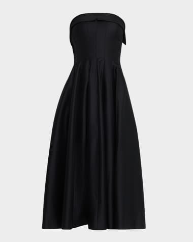 Alberta Ferretti Strapless Pleated Midi Dress
