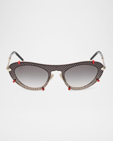 Christian Louboutin Spiked Oval Acetate Sunglasses