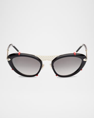 Christian Louboutin Spiked Oval Acetate Sunglasses