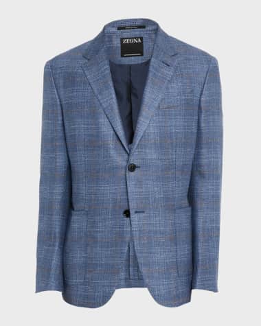 ZEGNA Men's Melange Windowpane Winter Crossover Sport Coat