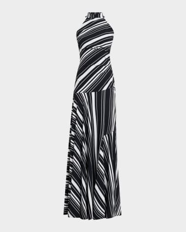 Chiara Boni La Petite Robe Sleeveless Striped Halter Gown