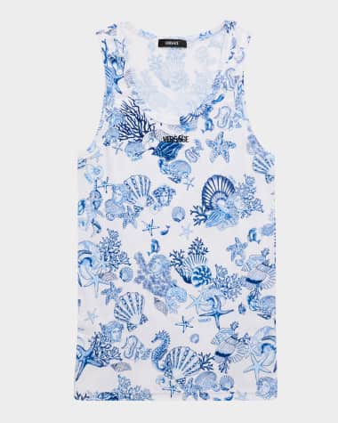 Versace Men's La Vacanza Cotton Rib Tank Top