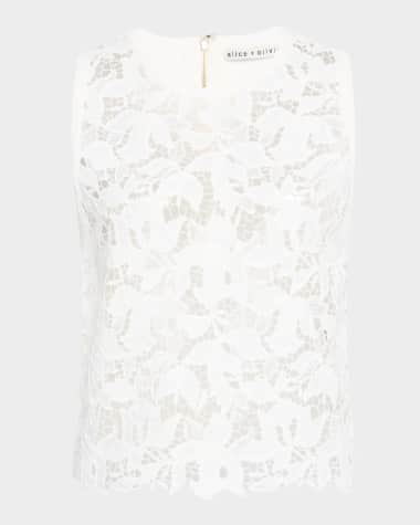Alice + Olivia Danielle Lace-Front Sweater Tank