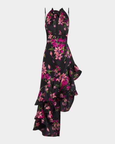 Bronx and Banco Bronte High-Low Plunge Halter Maxi Dress