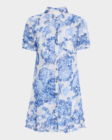 Cinq a Sept Galea Button-Front Costal Bouquet Mini Dress