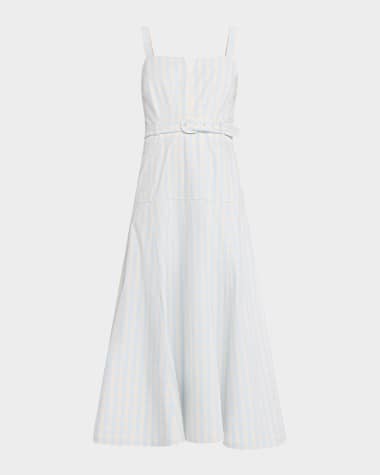 Cinq a Sept Tina Gingham Denim Midi Dress