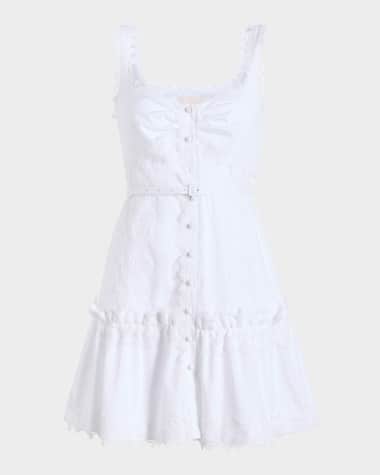 Cinq a Sept Aziza Embellished Button-Front Mini Dress