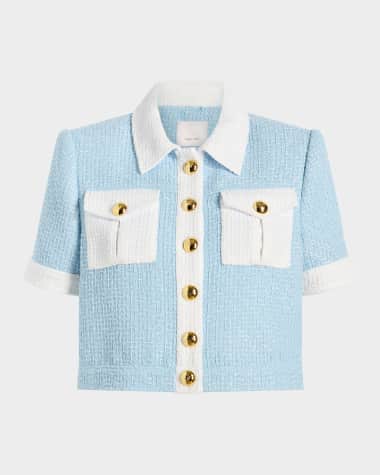 Cinq a Sept Nissy Short-Sleeve Tweed Jacket