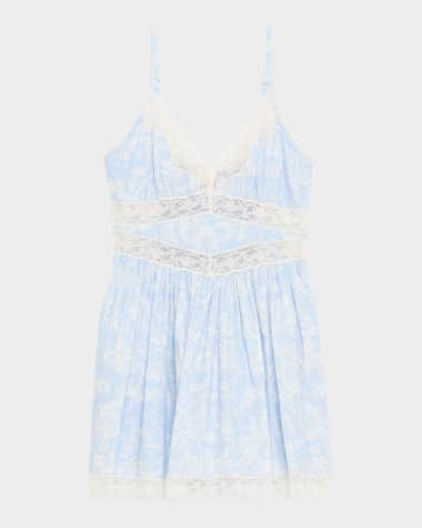 LoveShackFancy Ressie Lace-Trim Mini Dress