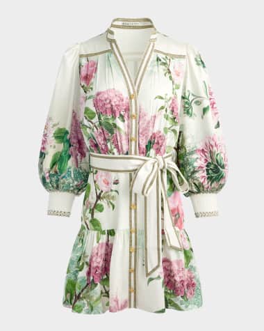 Alice + Olivia Cora Voluminous Tiered Mini Shirtdress