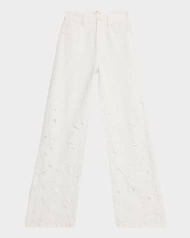Alice + Olivia Weezy High-Rise Embroidered Eyelet Jeans