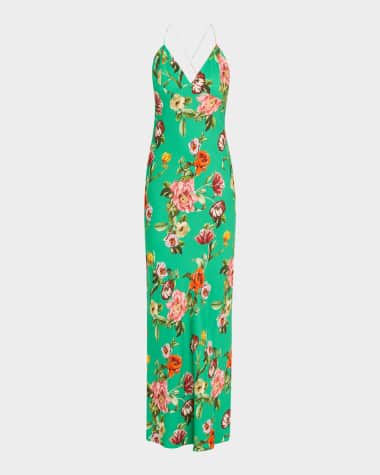 Alice + Olivia Hampton Floral Loma V-Neck Maxi Slip Dress