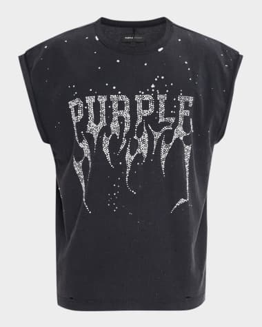 PURPLE Men's Jersey Crystal Logo Sleeveless T-Shirt