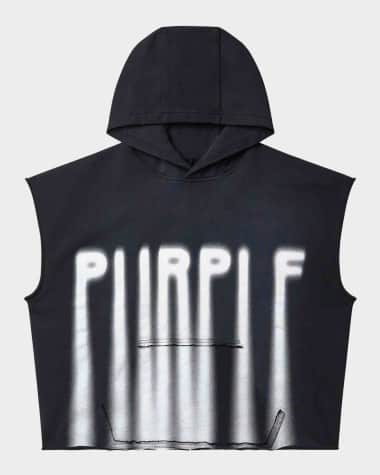 PURPLE Men's Blurred Wordmark Sleeveless Hoodie