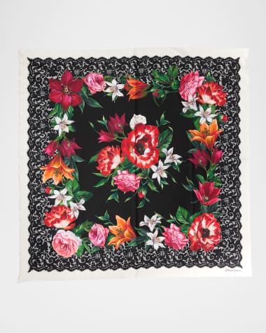 Dolce&Gabbana Floral Foulard Silk Scarf