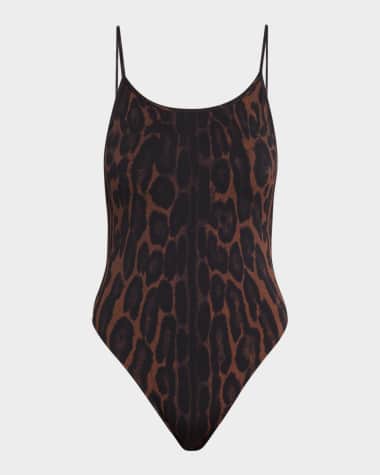 TOM FORD Ocelot-Print Jersey Backless One-Piece Swimsuit