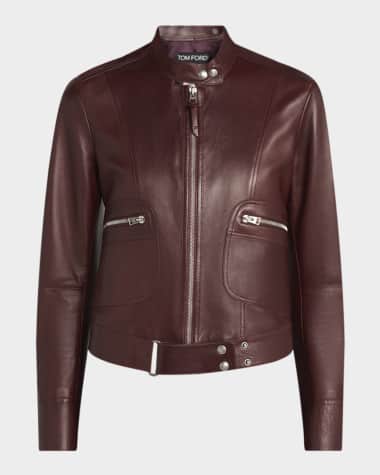 TOM FORD Luxe Plonge Leather Racer Jacket