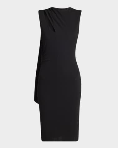 TOM FORD Cutout Shoulder-Drape Viscose Crepe Jersey Cocktail Dress