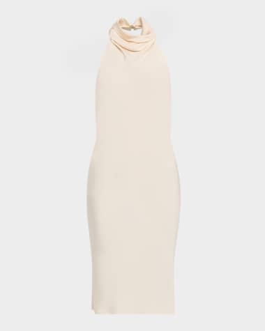 TOM FORD Cowl Halter Silk Sable Backless Cocktail Dress