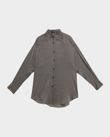 TOM FORD Polka Dot Stretch Satin Button-Down Shirt