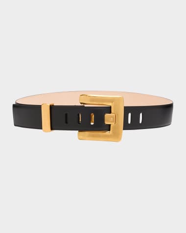 Balmain Anthem Calfskin Leather Belt