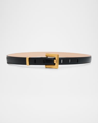 Balmain Anthem Narrow Leather Belt