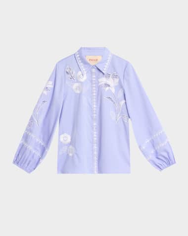 Figue Elaine Embroidered Button-Down Top