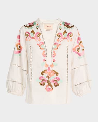 Figue Rylie Embroidered Peasant Top