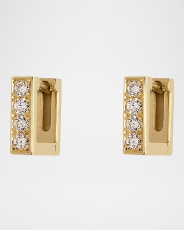 AZLEE 18K Mosaic Diamond Hoop Earrings