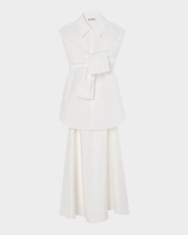 Rohe Silk-Poplin Combo Gilet Maxi Dress