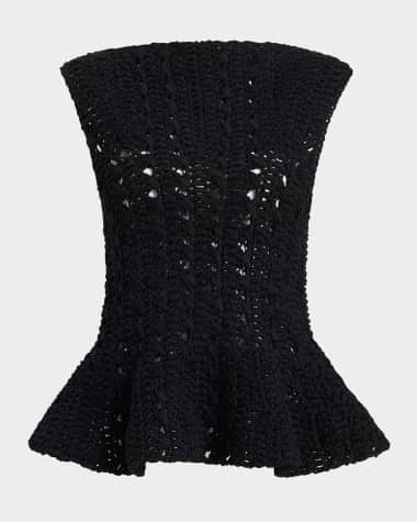 Khaite Yuka Crochet Peplum Top