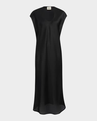 Khaite Darby Cap-Sleeve Bias Silk Maxi Dress