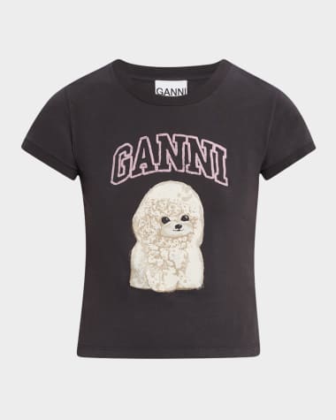 Ganni Crewneck Poodle Logo Baby Tee