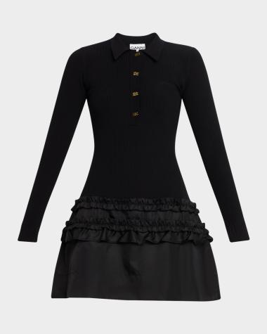 Black Long Sleeve Mini Dress