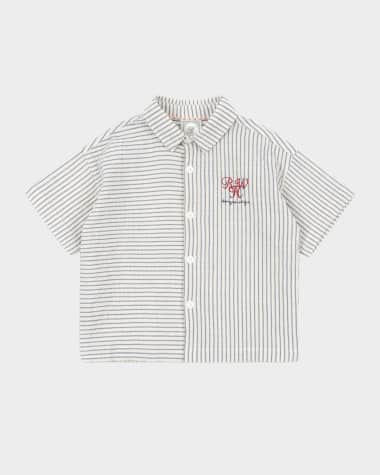 Konges Slojd Rosie H-W x Boy's Duo Striped Seersucker Shirt, Size 18M-4
