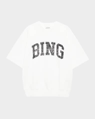 ANINE BING Jay Short-Sleeve Logo Sweatshirt