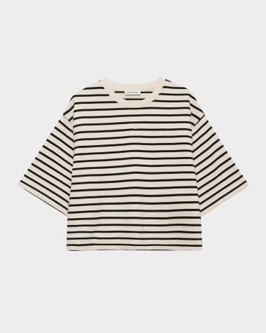 ANINE BING Myers Stripe Cropped Tee