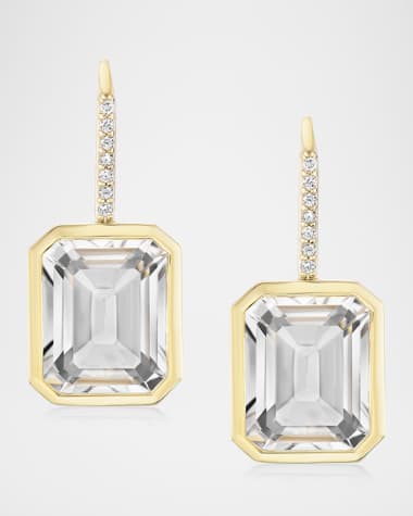 Sheryl Lowe Emerald-Cut Crystal Bezel-Set Pave French Wire Earrings