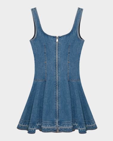 SIMKHAI Eleodra Denim Fit-&-Flare Mini Dress