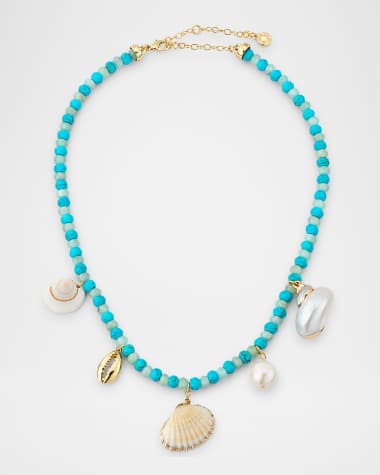 BaubleBar Beck Necklace with Turquoise and Seashells