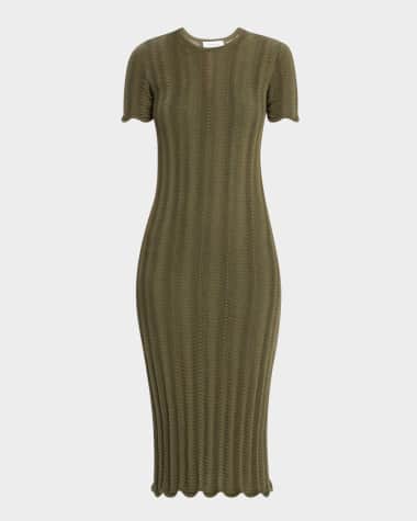 Tanya Taylor Leighton Short-Sleeve Knit Midi Dress