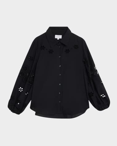 Tanya Taylor Marina Embroidered Button-Front Top