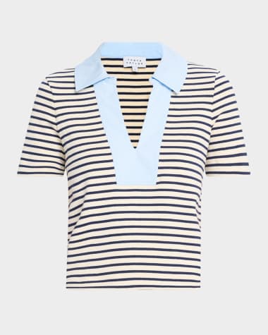 Tanya Taylor Melanie Stripe V-Neck Top