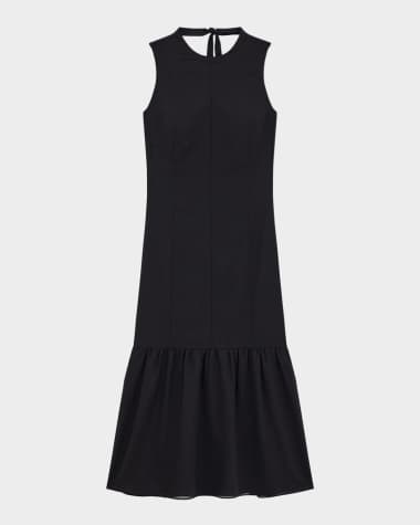 Theory Tiered Lightweight Wool Midi Dress