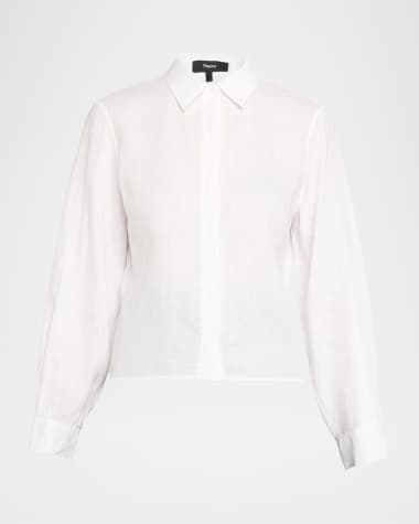 Theory Button-Front Linen Shirt