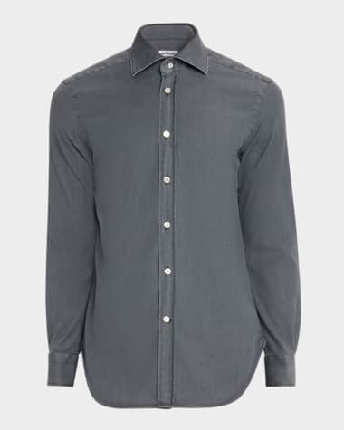 Kiton Men's Denim Wash Classic-Fit Sport Shirt