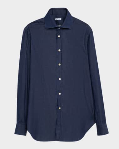 Kiton Men's Denim Wash Classic-Fit Sport Shirt